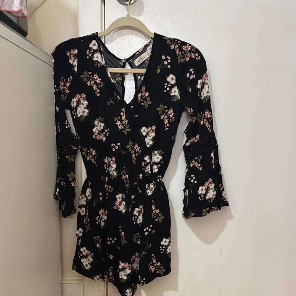 Hollister Black Dress with Pink Floral Pattern